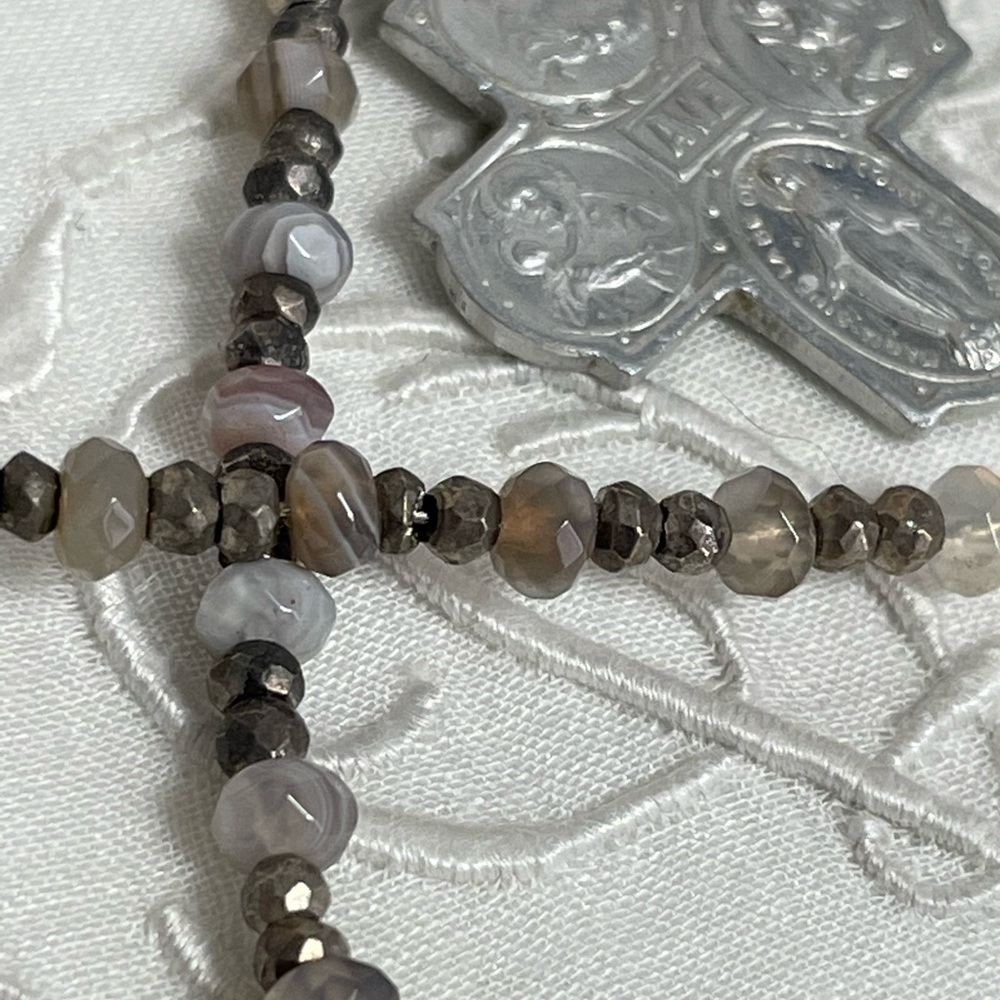Agate and Pyrite gemstone necklace